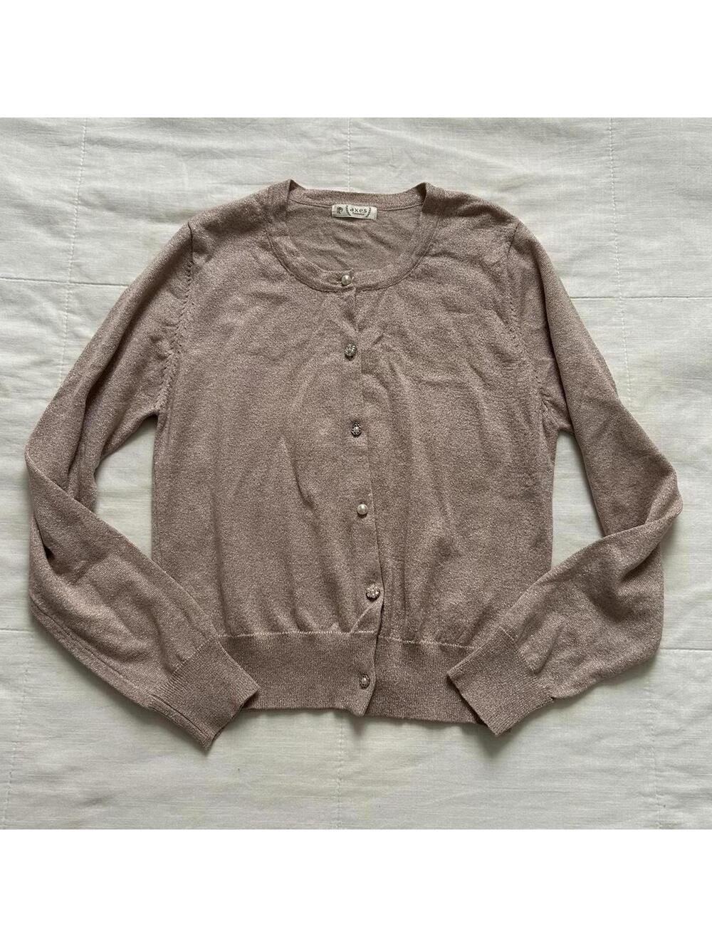 Axes Femme Dusty Rose Shimmer Knit Cardigan Himekaji Size M Japan